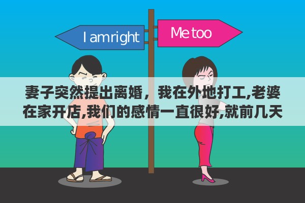 妻子突然提出离婚，我在外地打工,老婆在家开店,我们的感情一直很好,就前几天她突然提出离婚,怎么