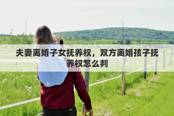 夫妻离婚子女抚养权，双方离婚孩子抚养权怎么判