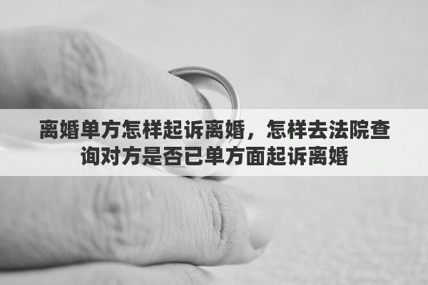 离婚单方怎样起诉离婚，怎样去法院查询对方是否已单方面起诉离婚