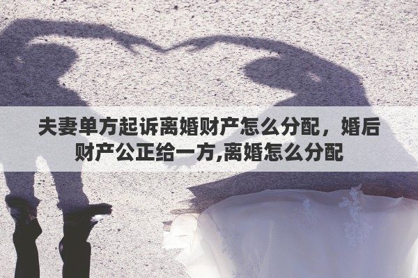 夫妻单方起诉离婚财产怎么分配，婚后财产公正给一方,离婚怎么分配