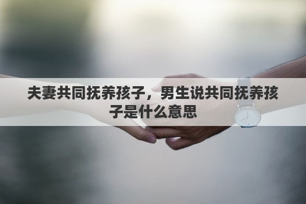 夫妻共同抚养孩子，男生说共同抚养孩子是什么意思