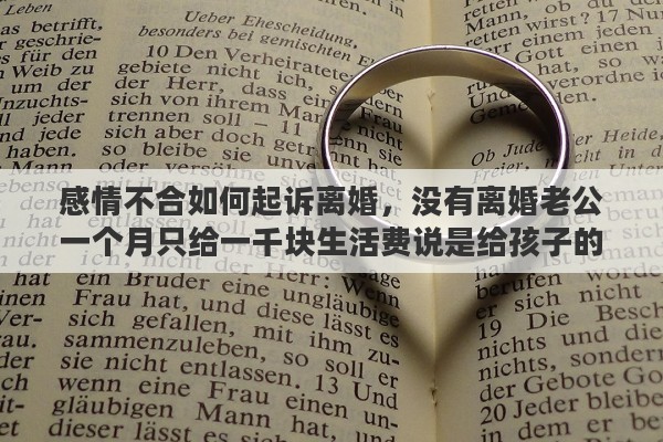 感情不合如何起诉离婚，没有离婚老公一个月只给一千块生活费说是给孩子的，我想离婚，合适吗