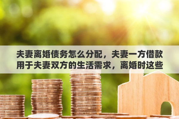 夫妻离婚债务怎么分配，夫妻一方借款用于夫妻双方的生活需求，离婚时这些债务如何分配