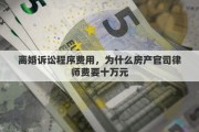 离婚诉讼程序费用，为什么房产官司律师费要十万元
