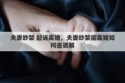 夫妻吵架 起诉离婚，夫妻吵架闹离婚如何去调解