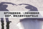 财产分割离婚咨询，一方起诉离婚未涉及财产，被告方要求分割财产怎么办