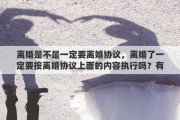 离婚是不是一定要离婚协议，离婚了一定要按离婚协议上面的内容执行吗？有何依据