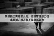 家暴提出离婚怎么办，遭遇家庭暴力提出离婚，对方却不同意怎么办