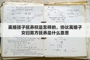 离婚孩子抚养权是怎样的，协议离婚子女归男方抚养是什么意思