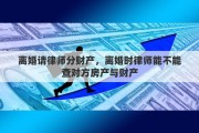 离婚请律师分财产，离婚时律师能不能查对方房产与财产