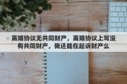 离婚协议无共同财产，离婚协议上写没有共同财产，我还能在起诉财产么