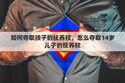 如何夺取孩子的抚养权，怎么夺取14岁儿子的抚养权