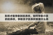 怎样才能争取到抚养权，如何争取小孩的抚养权，争取孩子抚养权需要什么条件