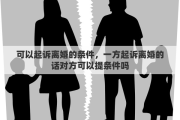 可以起诉离婚的条件，一方起诉离婚的话对方可以提条件吗