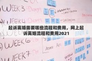 起诉离婚需要哪些流程和费用，网上起诉离婚流程和费用2021