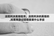 法院判决离婚程序，法院判决的离婚的,如果再登记结婚需要什么手续