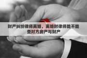 财产纠纷律师离婚，离婚时律师能不能查对方房产与财产