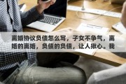 离婚协议负债怎么写，子女不争气，离婚的离婚，负债的负债，让人揪心。我该怎么办