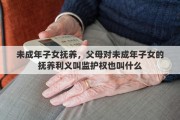 未成年子女抚养，父母对未成年子女的抚养利义叫监护权也叫什么
