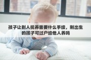 孩子让别人抚养需要什么手续，刚出生的孩子可过户给他人养吗