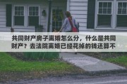 共同财产房子离婚怎么分，什么是共同财产？去法院离婚已经花掉的钱还算不算共同财产