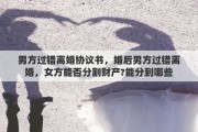 男方过错离婚协议书，婚后男方过错离婚，女方能否分割财产?能分到哪些