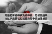 离婚起诉抚养权及抚养费，起诉离婚争夺孩子抚养权和抚养费能申请法律援助吗