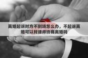 离婚起诉对方不到场怎么办，不起诉离婚可以找律师协商离婚吗