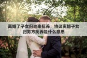 离婚了子女归谁来抚养，协议离婚子女归男方抚养是什么意思
