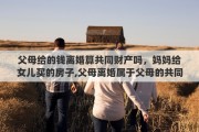 父母给的钱离婚算共同财产吗，妈妈给女儿买的房子,父母离婚属于父母的共同财产吗