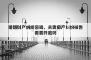 婚姻财产纠纷咨询，夫妻房产纠纷被告需要开庭吗