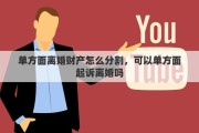 单方面离婚财产怎么分割，可以单方面起诉离婚吗