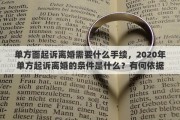 单方面起诉离婚需要什么手续，2020年单方起诉离婚的条件是什么？有何依据