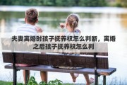 夫妻离婚时孩子抚养权怎么判断，离婚之后孩子抚养权怎么判