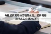 办理起诉离婚的流程怎么走，起诉离婚程序怎么办理2021