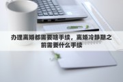 办理离婚都需要啥手续，离婚冷静期之前需要什么手续
