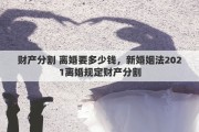 财产分割 离婚要多少钱，新婚姻法2021离婚规定财产分割
