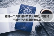 结婚一个月离婚财产怎么分配，我结婚不到一个月想离婚怎么办