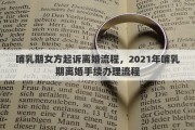 哺乳期女方起诉离婚流程，2021年哺乳期离婚手续办理流程