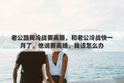 老公跟我冷战要离婚，和老公冷战快一月了，他说要离婚，我该怎么办