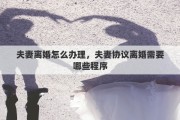 夫妻离婚怎么办理，夫妻协议离婚需要哪些程序
