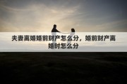 夫妻离婚婚前财产怎么分，婚前财产离婚时怎么分