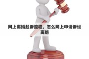网上离婚起诉流程，怎么网上申请诉讼离婚