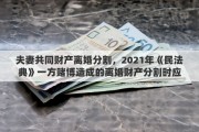 夫妻共同财产离婚分割，2021年《民法典》一方赌博造成的离婚财产分割时应如何分割