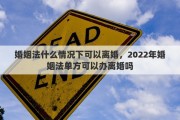 婚姻法什么情况下可以离婚，2022年婚姻法单方可以办离婚吗