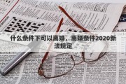 什么条件下可以离婚，离婚条件2020新法规定