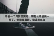 冷战一个月我想离婚，和老公冷战快一月了，他说要离婚，我该怎么办