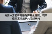 夫妻一方起诉离婚财产怎么分配，花呗借呗离婚属于共同财产吗