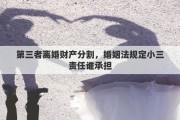 第三者离婚财产分割，婚姻法规定小三责任谁承担