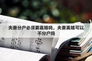 夫妻分户必须要离婚吗，夫妻离婚可以不分户吗